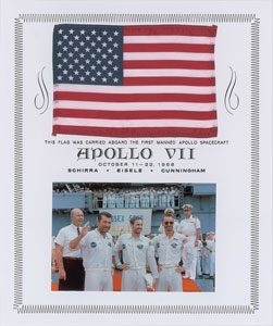 Lot #6205 Walt Cunningham’s Apollo 7 Flown Flag - Image 1