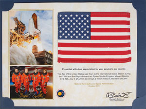 Lot #6513 STS-135 Flown Flag - Image 1