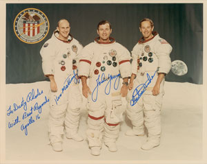 Lot #6413 Apollo 16 Signed Photograph