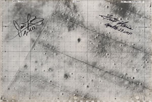 Lot #6330 James Lovell and Fred Haise Flown Apollo 13 Lunar Map - Image 1