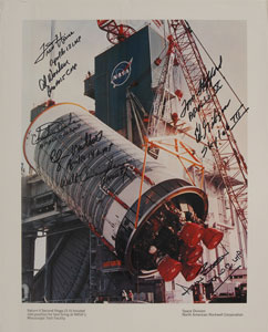 Lot #6167 Apollo Astronaut Signed Saturn V Print - Image 1