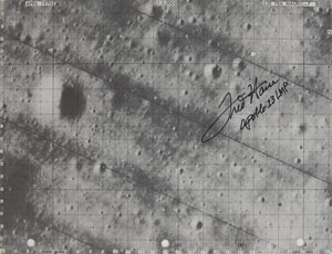 Lot #6332 Fred Haise Training-Used Signed Lunar Map Page - Image 1
