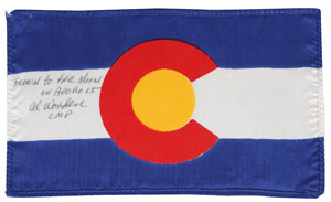 Lot #6380 Al Worden’s Apollo 15 Flown Colorado State Flag - Image 1