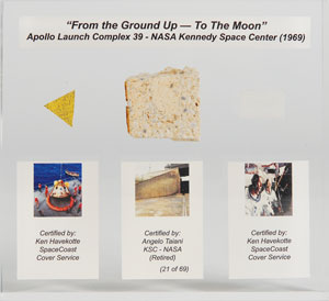 Lot #6277 Apollo 11 and 10 Flown Fragments Lucite Display - Image 1