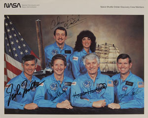 Lot #6524  Collection of (5) Space Shuttle Signed Photographs: STS 7, 32, 34, 35, and 41-D - Image 2