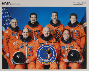 Lot #6524  Collection of (5) Space Shuttle Signed Photographs: STS 7, 32, 34, 35, and 41-D - Image 3