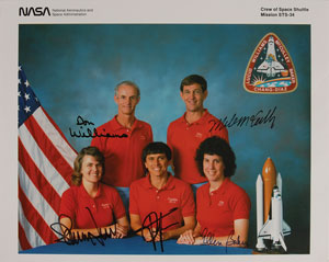 Lot #6524  Collection of (5) Space Shuttle Signed Photographs: STS 7, 32, 34, 35, and 41-D - Image 4