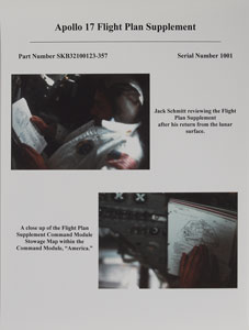 Lot #6425 Gene Cernan’s Flown Apollo 17 Flight Plan Supplement - Image 9