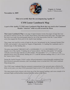 Lot #6430 Gene Cernan’s Apollo 17 Flown CSM Lunar Landmark Map - Image 3