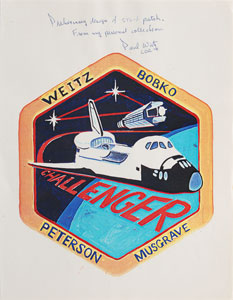 Lot #6494 STS-6: Paul Weitz Signed Patch Design Artwork - Image 1