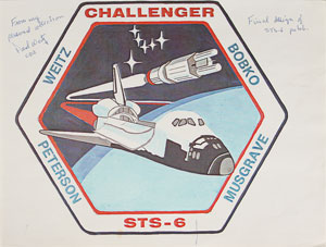 Lot #6494 STS-6: Paul Weitz Signed Patch Design Artwork - Image 2