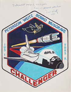 Lot #6494 STS-6: Paul Weitz Signed Patch Design Artwork - Image 3