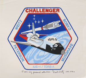 Lot #6494 STS-6: Paul Weitz Signed Patch Design Artwork - Image 4