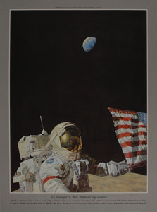 Lot #6443 Alan Bean Signed Apollo 17 Print - Image 1
