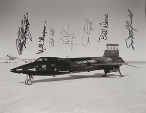 Lot #6051 Neil Armstrong and X-15 Pilots Oversized Signed Photograph - Image 1