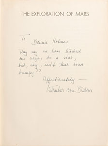 Lot #6026 Wernher von Braun 1956 Signed Book