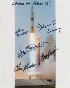 Lot #6349 Apollo 13 Launch Mission Control Signed Photograph - Image 1