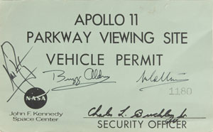 Lot #6252 Alan Bean’s Apollo 11 Mission Viewing-Used and Crew-Signed Vehicle Permit - Image 1