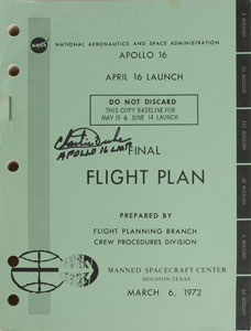 Lot #6420 Charlie Duke Signed Apollo 16 Flight Plan - Image 1