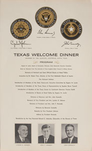 Lot #18 John F. Kennedy Texas Welcome Dinner Program
