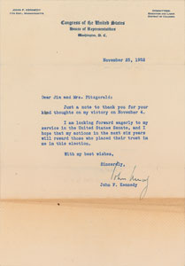 Lot #5 John F. Kennedy 1952 Typed Letter Signed
