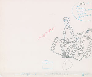 Lot #546 Scooby, Shaggy, and Flim Flam production cel and drawing from The 13 Ghosts of Scooby-Doo - Image 2