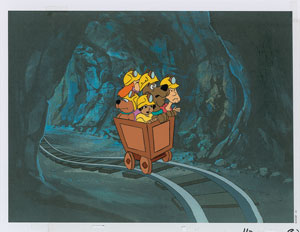 Lot #549 Scooby, Shaggy, Daphne, Scrappy, and Flim Flam production cel from The 13 Ghosts of Scooby-Doo - Image 1