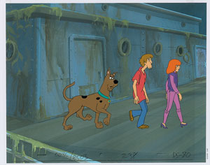 Lot #545 Scooby, Shaggy, and Daphne production cel from The 13 Ghosts of Scooby-Doo - Image 1