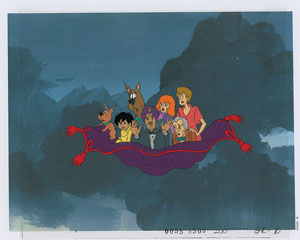 Lot #547 Scooby, Shaggy, Daphne, Flim Flam and Scrappy production cel from The 13 Ghosts of Scooby-Doo - Image 1