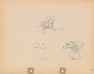 Lot #554 Mickey and Minnie Mouse production drawing from Ye Olden Days - Image 1