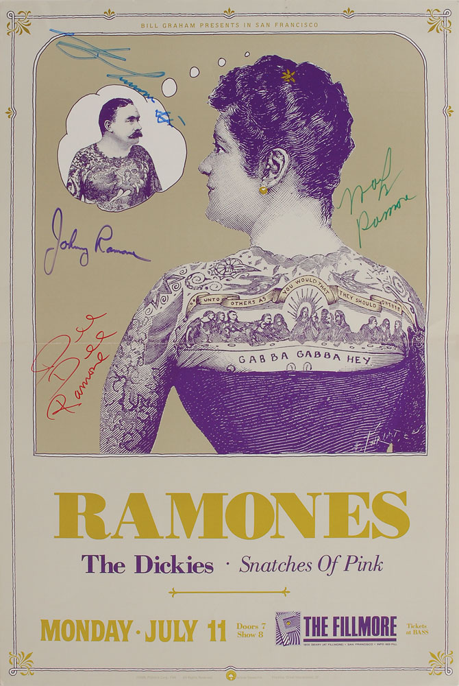 Lot #7278  Ramones Signed 1988 Fillmore Mini Poster