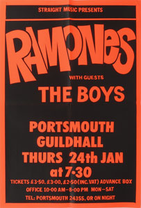 Lot #7287  Ramones 1980 Portsmouth Guildhall England Poster
