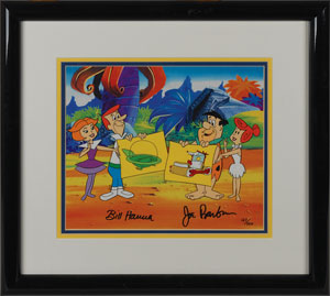 Lot #7440 The Flintstones and Jetsons: Hanna and Barbera Signed Animation Cel