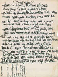 Lot #7199 Gram Parsons Handwritten Lyrics