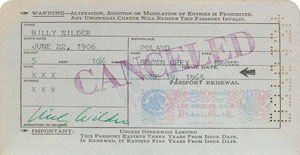 Lot #7370 Billy Wilder’s Signed Passport - Image 3