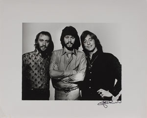 Lot #7183 The Bee Gees Photo Print Signed by Photographer John Rowlands - Image 1
