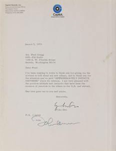 Lot #7014 John Lennon and Yoko Ono Typed Letter Signed