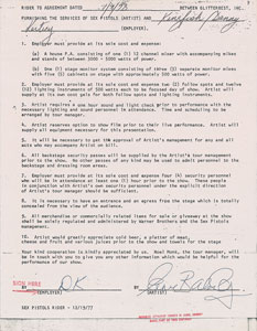Lot #7312  Sex Pistols: Sid Vicious Signed Document