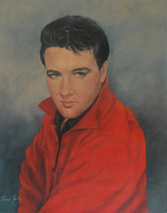 Lot #7080 Elvis Presley Oversized Signed Artist Print Portrait