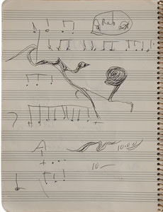 Lot #7144 Miles Davis’s Personal Notebook With Extensive Musical Compositions, Drawings, and Notes - Image 2