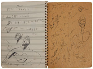 Lot #7144 Miles Davis’s Personal Notebook With Extensive Musical Compositions, Drawings, and Notes - Image 3