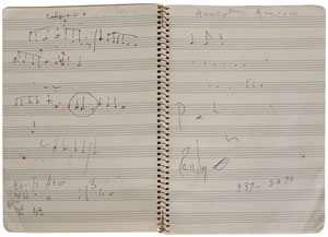 Lot #7144 Miles Davis’s Personal Notebook With Extensive Musical Compositions, Drawings, and Notes - Image 13