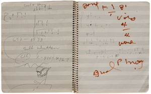 Lot #7144 Miles Davis’s Personal Notebook With Extensive Musical Compositions, Drawings, and Notes - Image 14