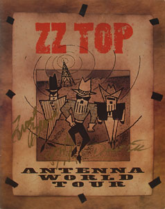 Lot #7255  ZZ Top Signed Print and Tour Program