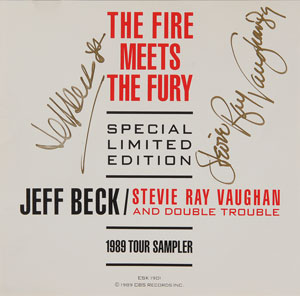 Lot #7328 Stevie Ray Vaughan and Jeff Beck Signed CD Sampler Promo