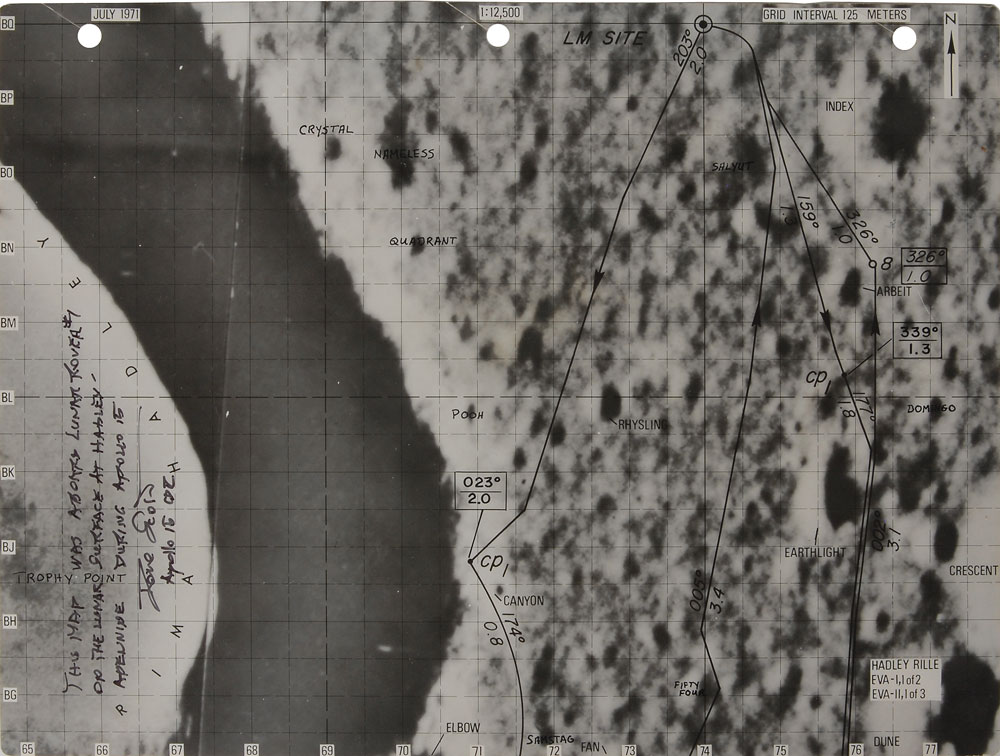 Lot #57 Dave Scott’s Lunar Surface-Used Rover ‘Bearing Map’