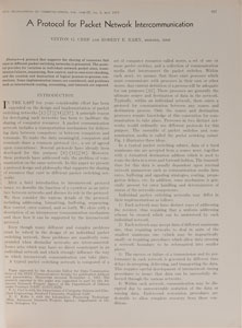 Lot #60 Vint Cerf and Bob Kahn 1974 Internet Paper