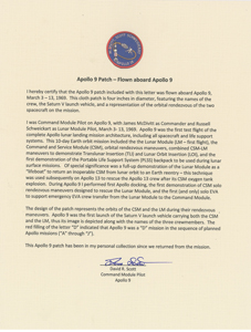 Lot #49 Dave Scott’s Apollo 9 Flown Mission Patch - Image 3