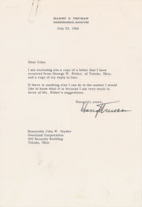 Lot #144 Harry S. Truman - Image 1