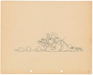 Lot #393 Mickey Mouse and Black Pete production drawing from Touchdown Mickey - Image 1